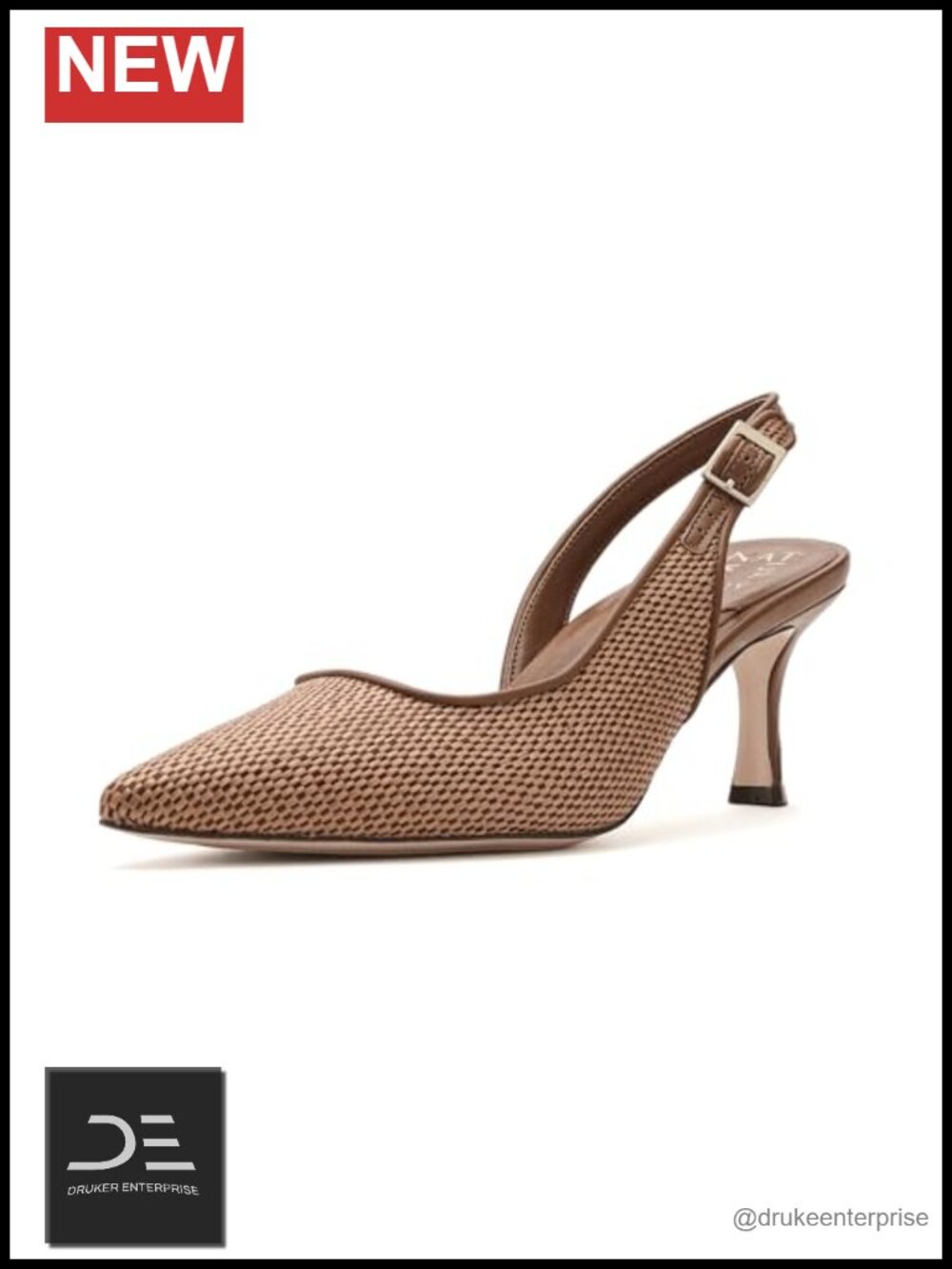 Womens Slingback Heels Pumps Faux Raffia Flare Heel